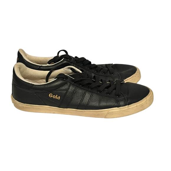 Gola Orchid II Black Low Profile Sneakers •9/ 40• Leather Shimmer Trainers - Picture 1 of 8